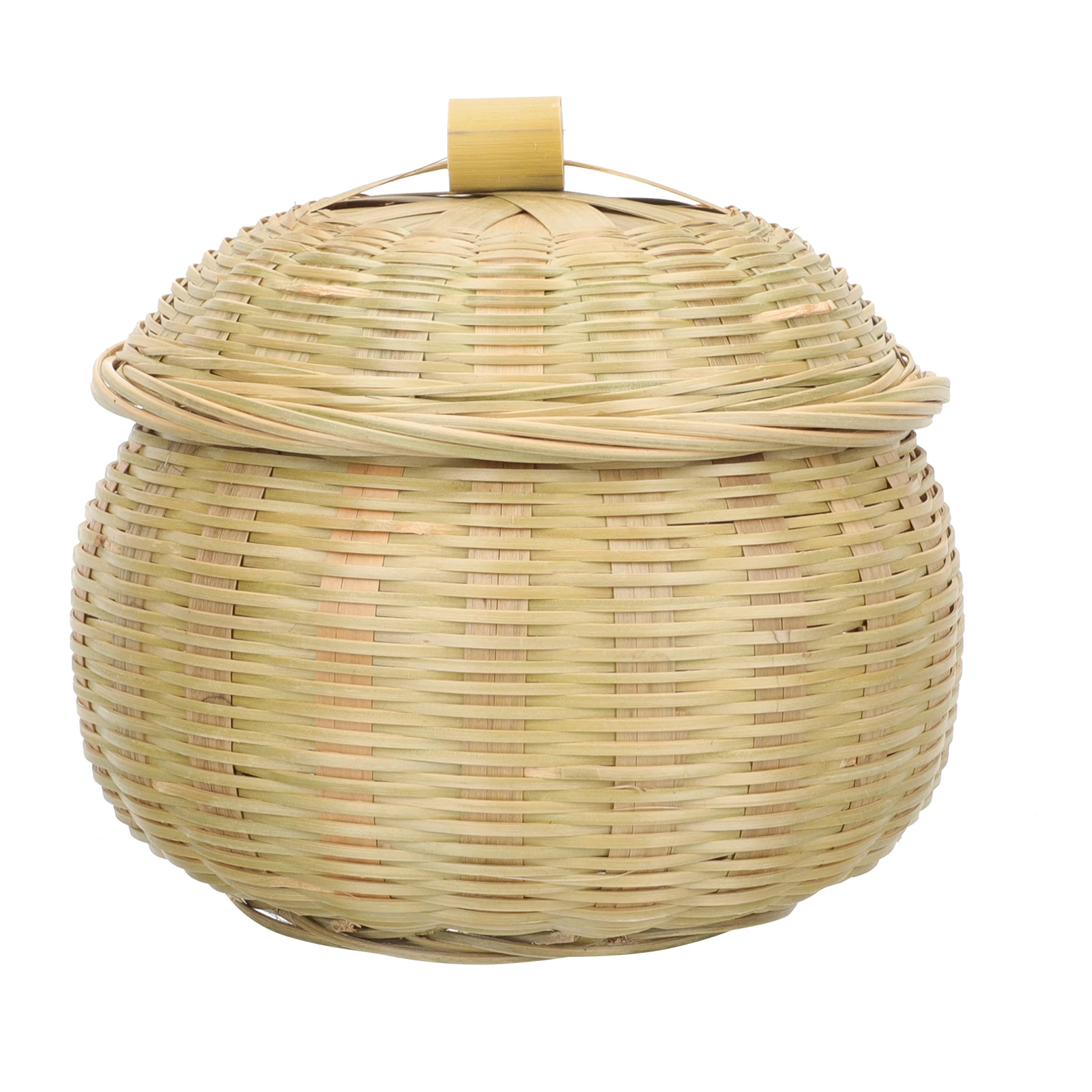 

Bamboo Weaving Basket With Cover Handmade Woven Storage Container For Kitchen Home Food Egg Tea Organization Multipurpose