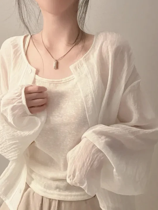 Nouveau 2025 vêtements d'extérieur de protection solaire longs Sve irt pour femmes + Ele Match intérieur petite sangle ensemble deux pièces trajet Sl...