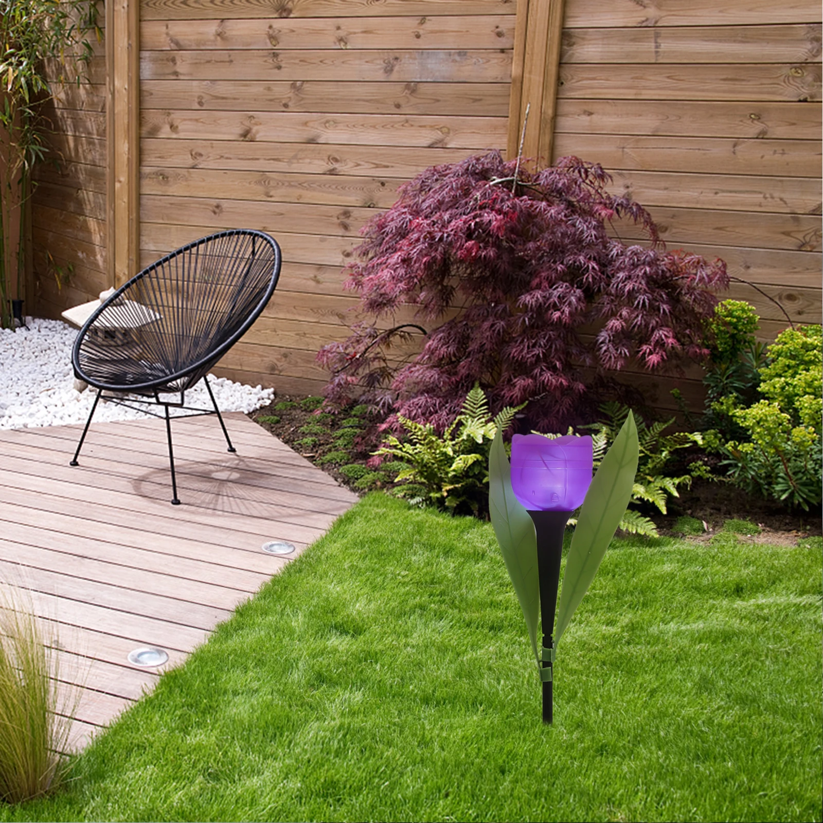 

2Pcs Solar Outdoor Pathway Lights Flower Lamp Tulip Garden Yard High Garden Solar Lights Conversion Energy Saving