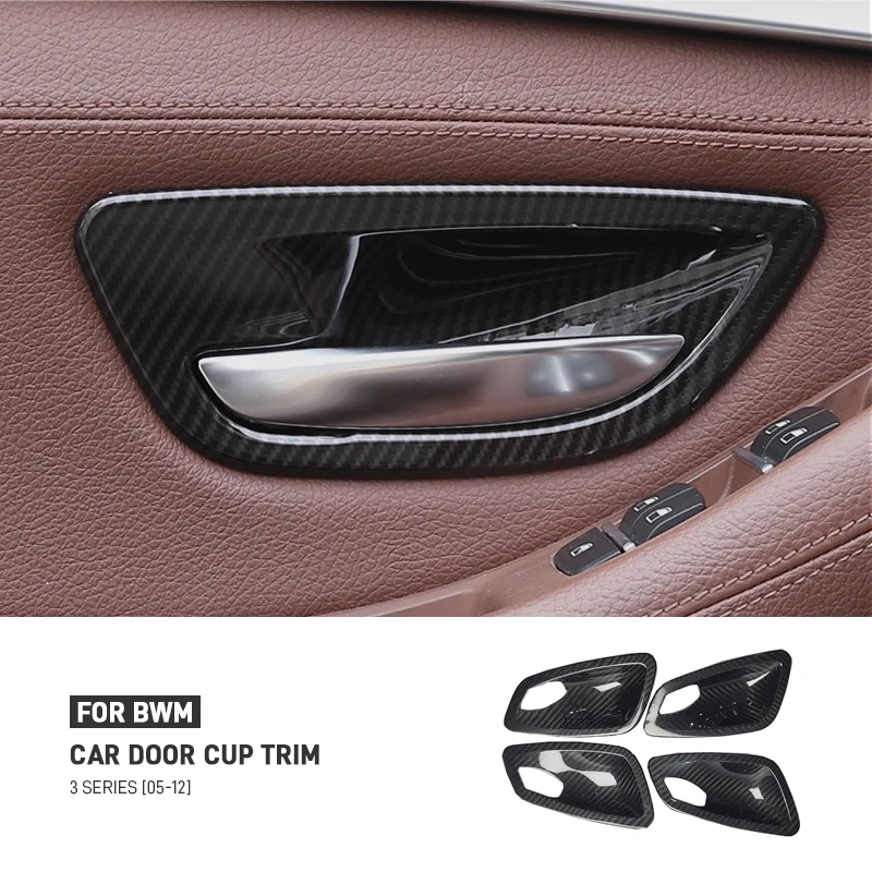 

For BMW 3 Series E90 E92 E93 2005-2012 Real Carbon Fiber Car Inner Door Handle Bowl Cup Trim Cover Sticker Interior Accessories