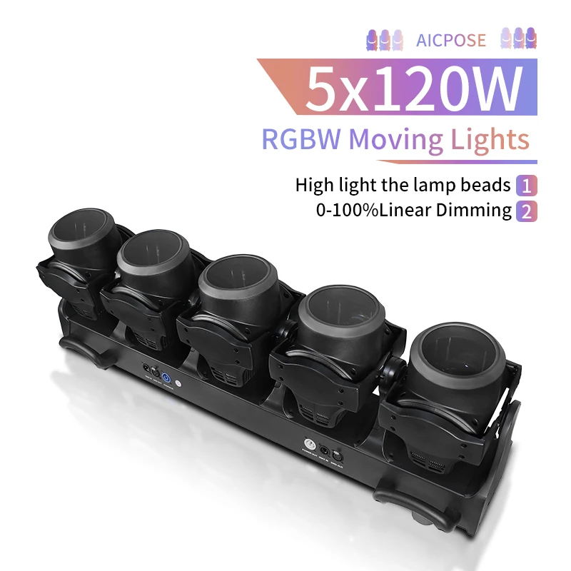 5x120W RGB DJ Disco Event Stage Wash Beam Light Moving Head RGB LED Light Rotating for Party Stage Lighting