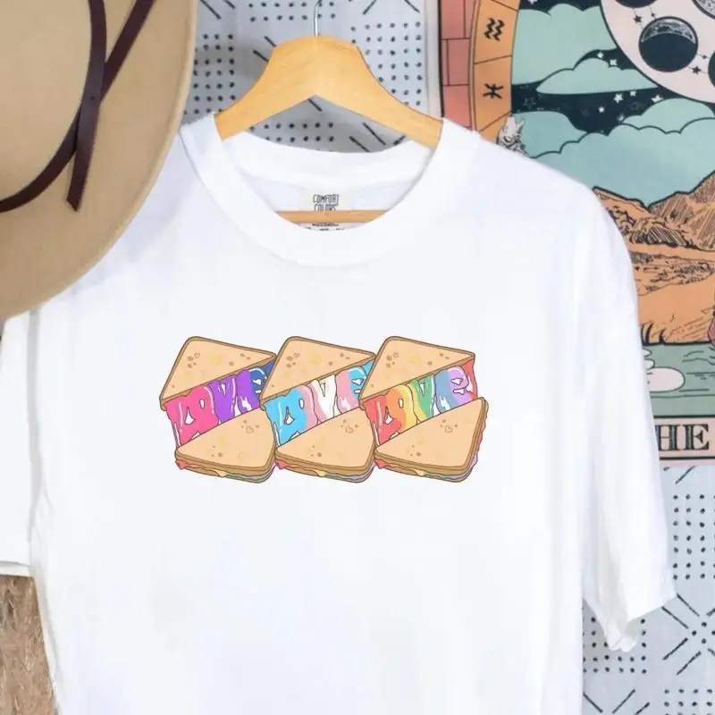 Grilled Cheese Pride T Shirt  Love Is Lgbtq Bisexual Pansexual Trans Flag Asexual