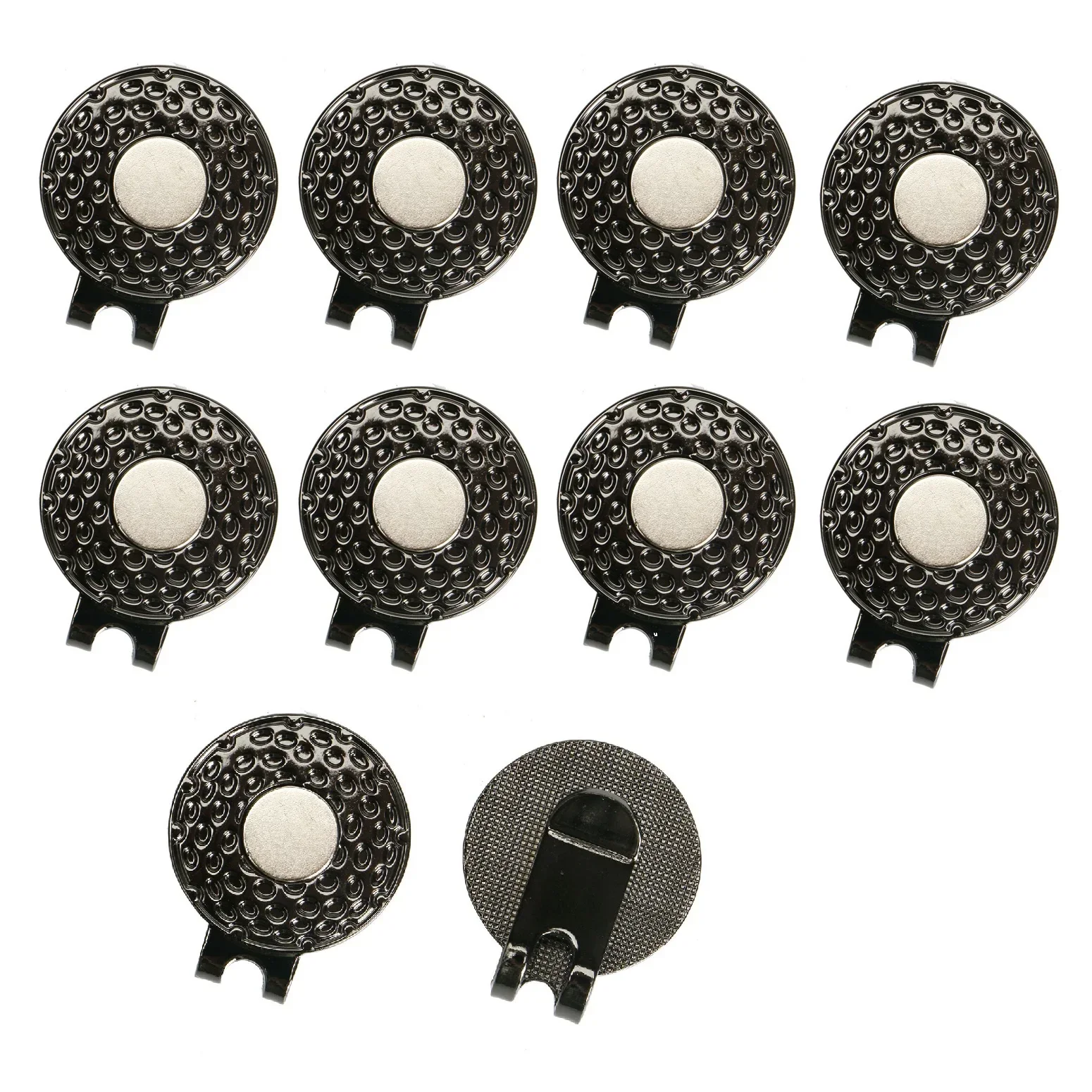 10Pcs 25mm Black Zinc Alloy Magnetic Golf Hat Clip with Balls Marker Holder Golf Ball Marker Accessories Training Aids