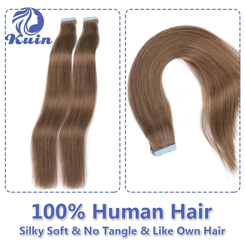 Straight Tape In Hair Extensions Human Hair Double Sided Adhesive 2.5g/pc 20pcs/pack Tape In Hair Natural Seamless Skin Weft image 3