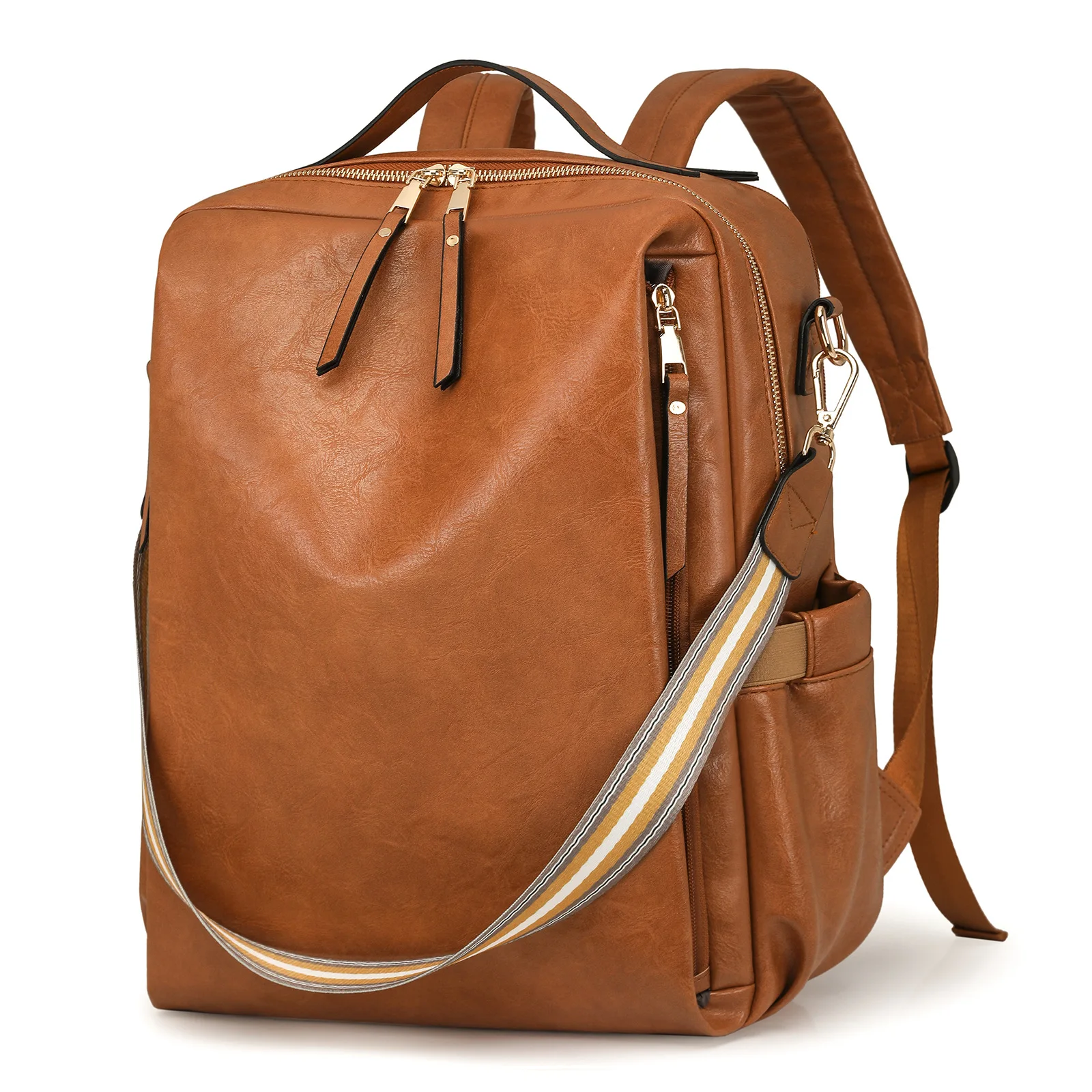 2025 New Women's Leather Anti-theft Waterproof Fashion Retro Large Capacity Weekend Travel College Laptop Backpack Shoulder Bag