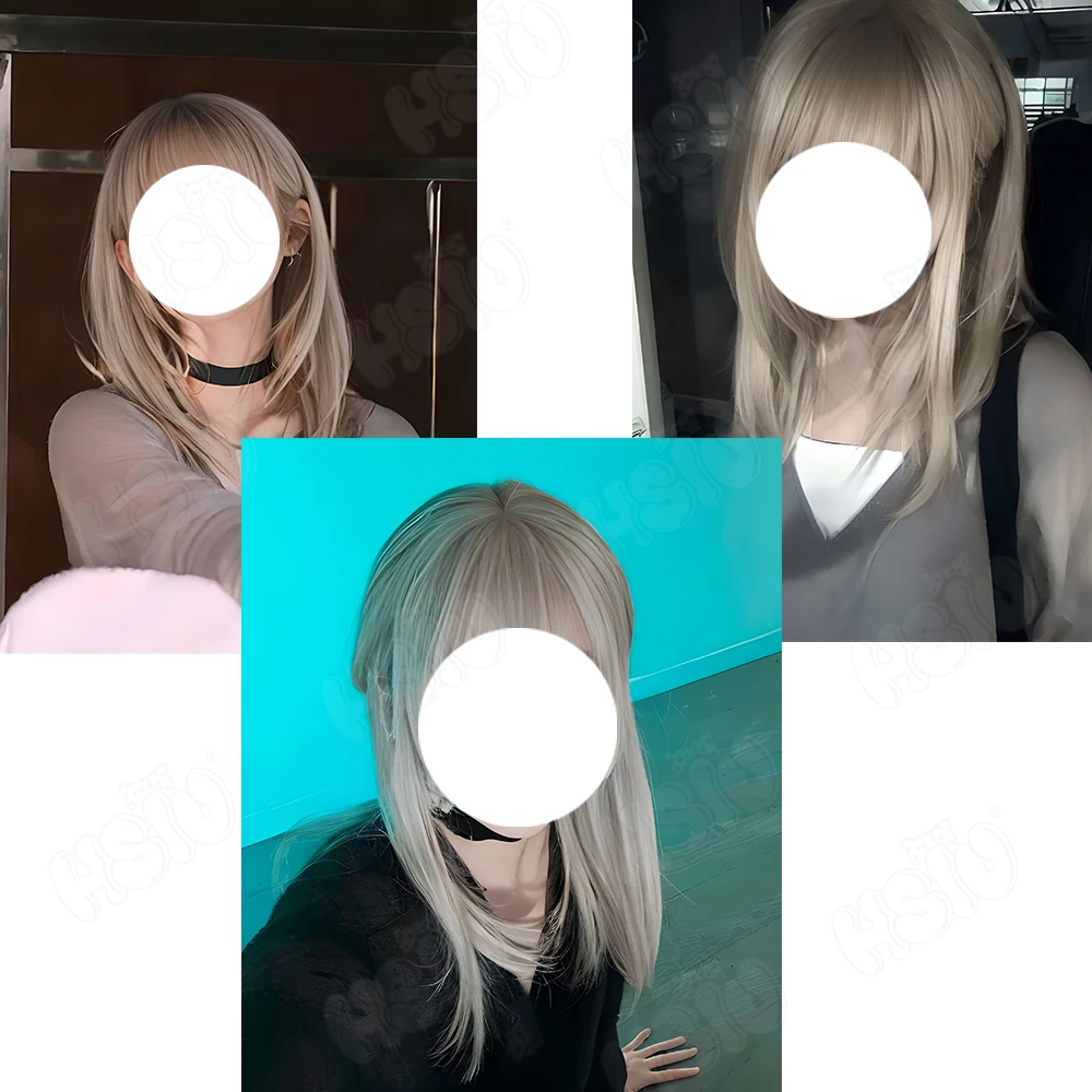 Kawaragi Momoka Cosplay Wig Fiber synthetic wig「HSIU 」champagne gray long Wig+Wig cap Anime GIRLS BAND CRY Cosplay Wig image 2