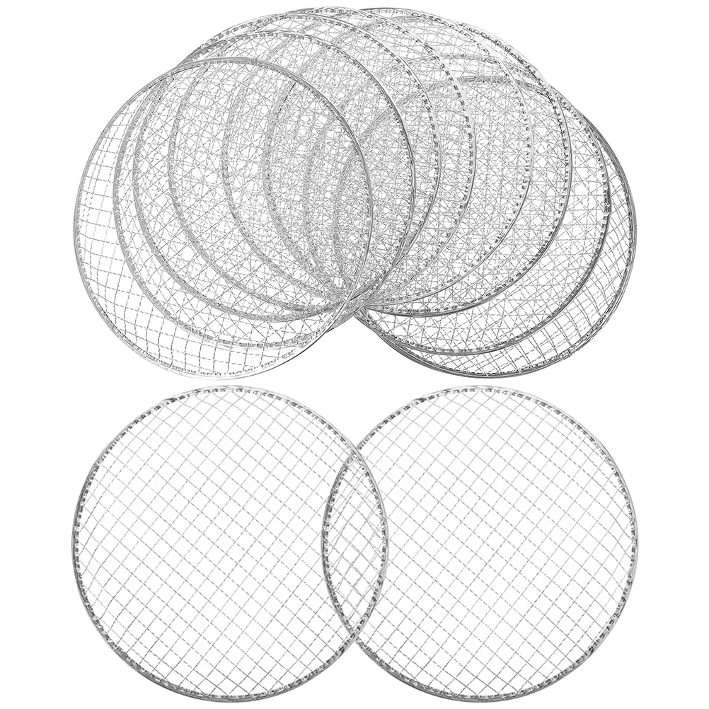

10pcs Net Outdoor Grill Mesh Grate Round Mat Screen Cooling Rack Grill Grate Pit Disposable Cooking Mats