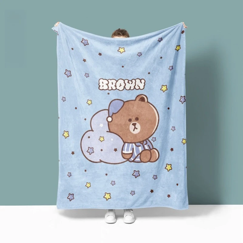 Line Friends Brown Cony Decke, hoher Farbwert, Animation, Cartoon, Digitaldruck, für Zuhause, niedlich, weich, warm, Klimadecke – Detail 2