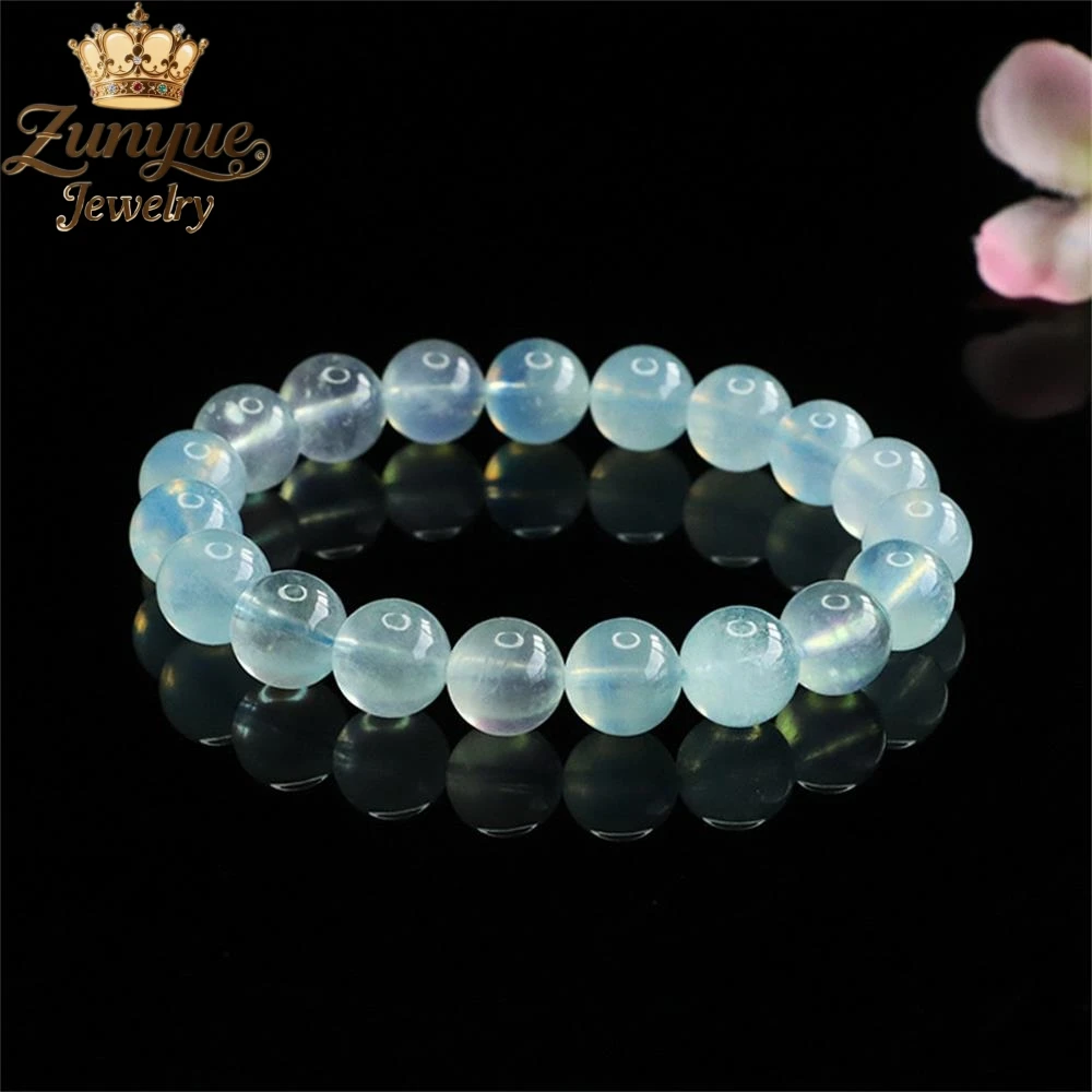 الراقية الجليدية الطبيعية الأزرق كريستال سوار فاخر جودة مجوهرات الأزياء والمجوهرات رائعة أنيقة سحر شعبية الشباب #2