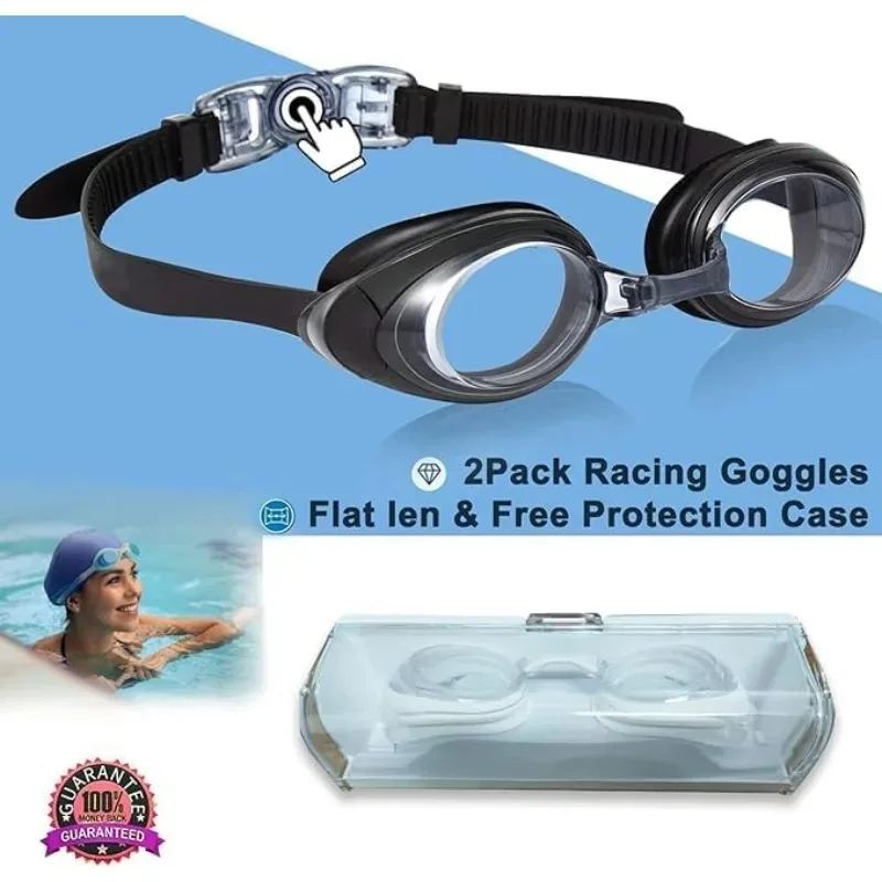 

Для взрослых, женщин, мужчин, молодежи, детей, черно-белые новые очки для плавания, комплект из 2 шт., противотуманные, анти-УФ-силиконовые очки для плавания