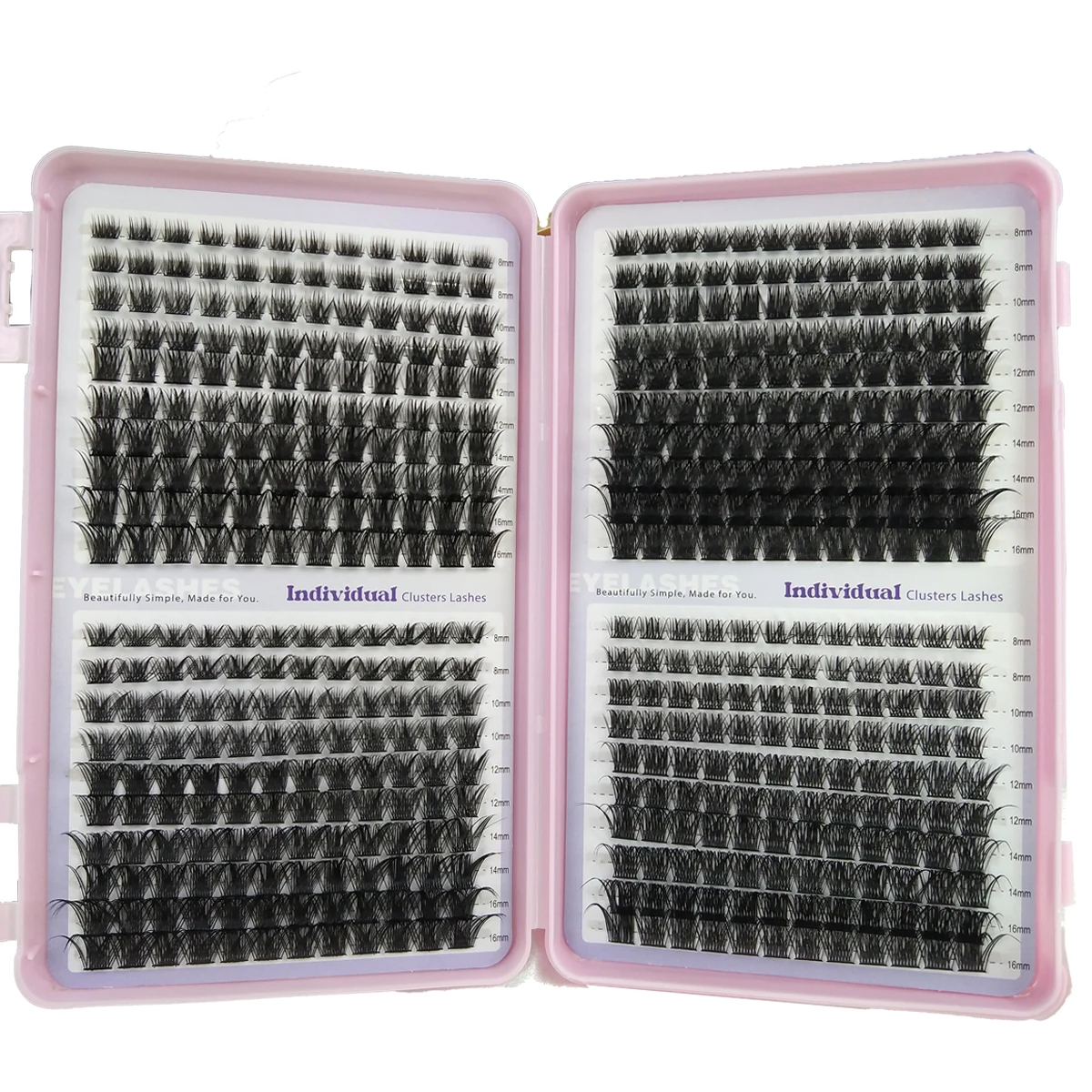 640 einteilige 40-reihige Cluster für falsche Wimpern, D-Rolle, gemischte Cluster für falsche Wimpern, 3D-flauschiges DIY-Set für falsche Wimpern, Kleberpinzette