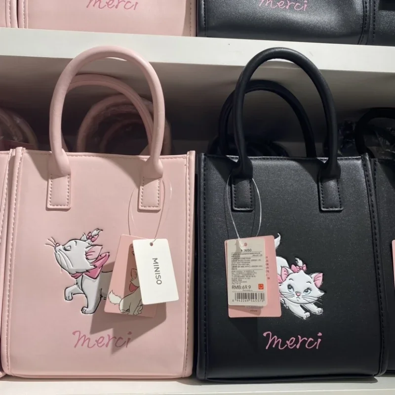 MINISO Disney klasyczny kot przewieszona torba z grubej bawełny torebka wysokiej jakości studencka skórzana kobieta dorywczo torba Joker prezent