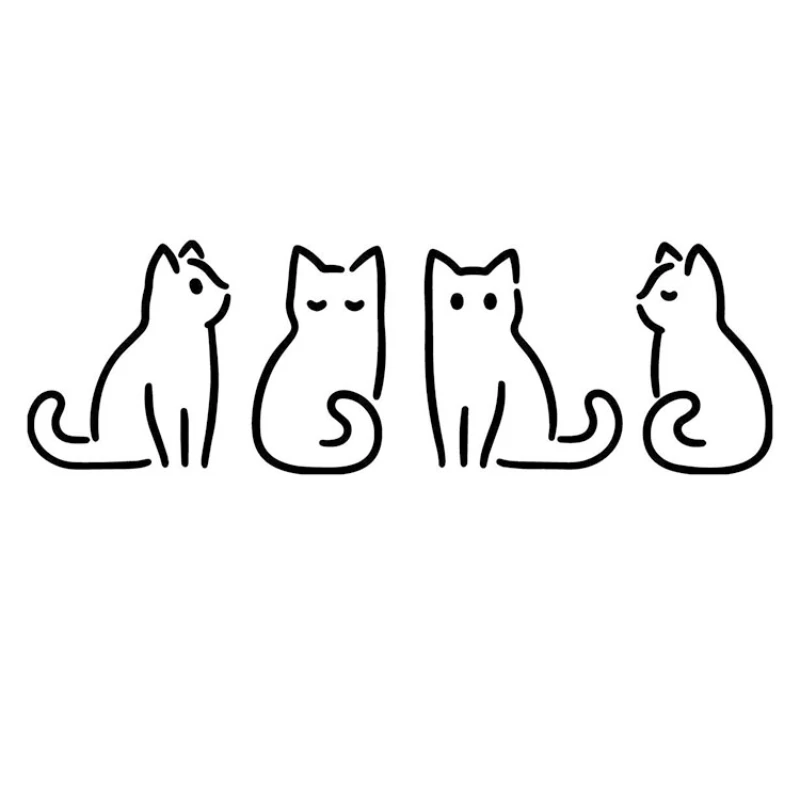 Car Sticker Beautiful Four Cats Vinyl Decal Car Motorcycle Bumper Body Rear Window Decorative Decal Waterproof,Customizable Size