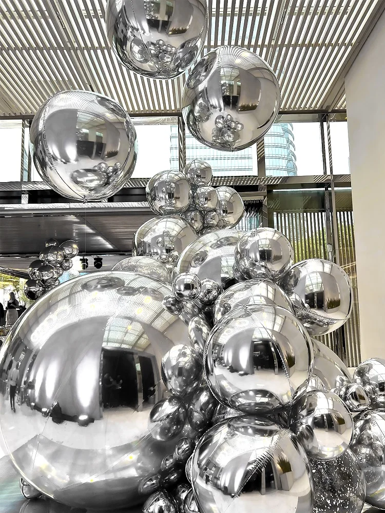 1/3/5 Stück silberne 4D-Effekt-Aluminiumfolienballons für silberne Themen, Geburtstagsfeiern, Junggesellinnenabschiede, Hochzeiten, Brautmädchen-Themen Dec – Detail 2