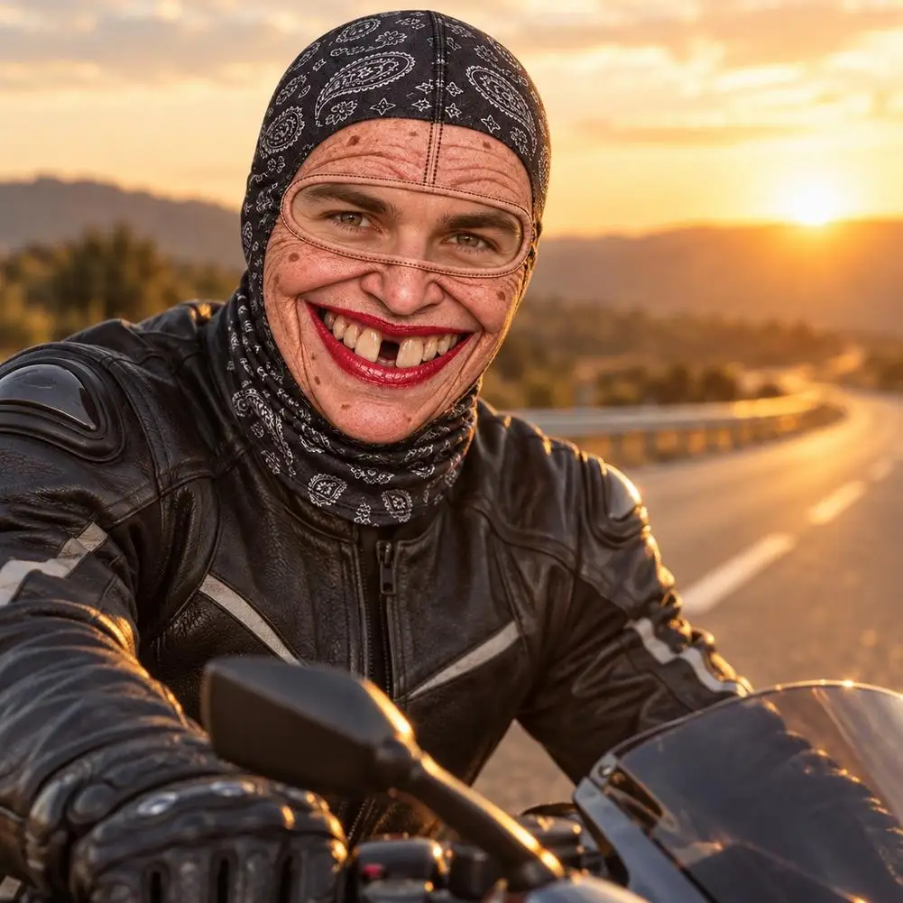 Funny Realistic Face Cycling Mask 3D Printed Design Full Face Coverage Full Face Neck Gaiter Reusable Fabric Balaclava