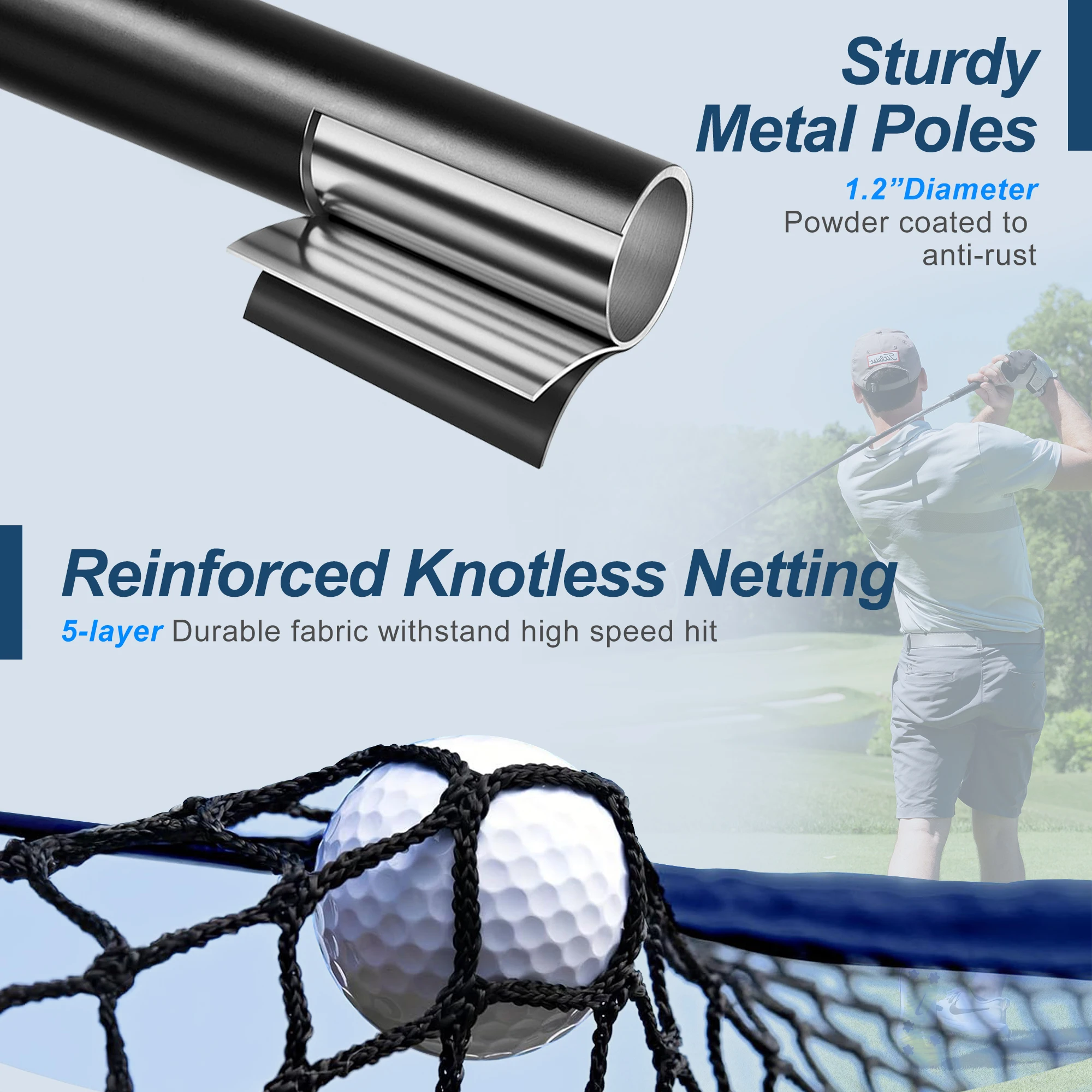 120×139×78インチのプロ用ゴルフ練習ネット、高速耐衝 - Practice Net Hitting のレビューと価格
