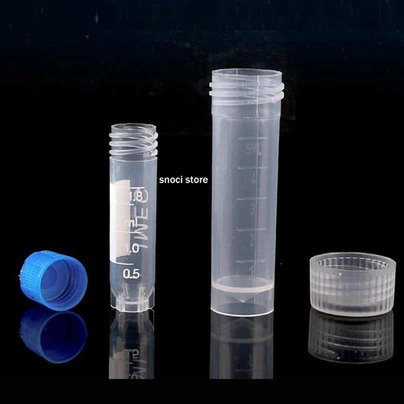 100Pcs Plastic Test Tubes  Freezing Tube  Vials Sample Craft Screw Cap Bottles for Office School Chemistry Supplies 1~15ml