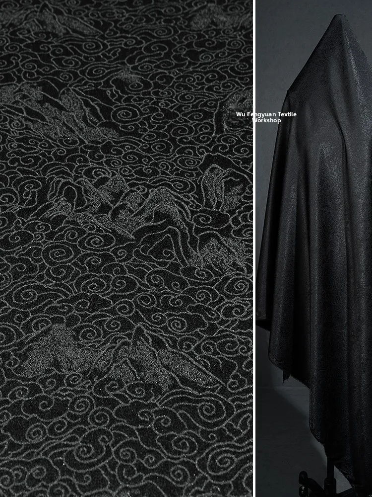 

Silky Smooth Cloud Pattern Imitation Acetate Embroidered Fabric Chinese Sle irt Hanfu Drapery for Clothing ing