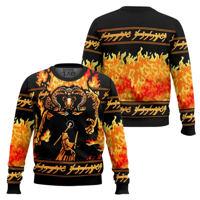 

2026 Новый рождественский уродливый свитер с пламенной лихорадкой, трендовый крутой индивидуальный удобный облегающий мужской зимний свитер с круглым вырезом