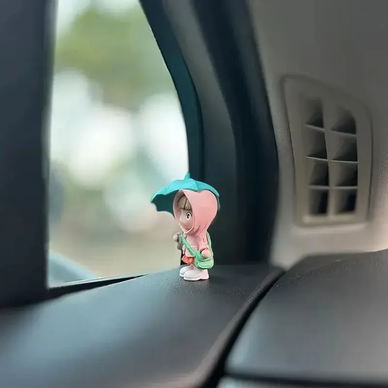 Car interior cute umbrella, action figures, automatic rearview mirror, Prada4pcs panel decoration