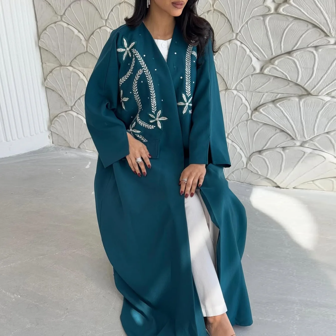 

Eid Embroidery Open Abaya for Women Jalabiya Dress Muslim Caftan Arab Morocco Kaftan Abayas Kimono Kebaya Robe Ramadan Vestidos
