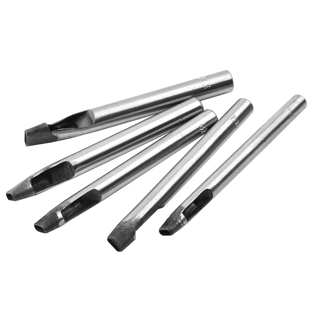 

5pcs/set Hollow Punches DIY Tool Hole Punch Hollow Punch Leather Oval Shape Silver Steel 3mm For Gaskets Leather
