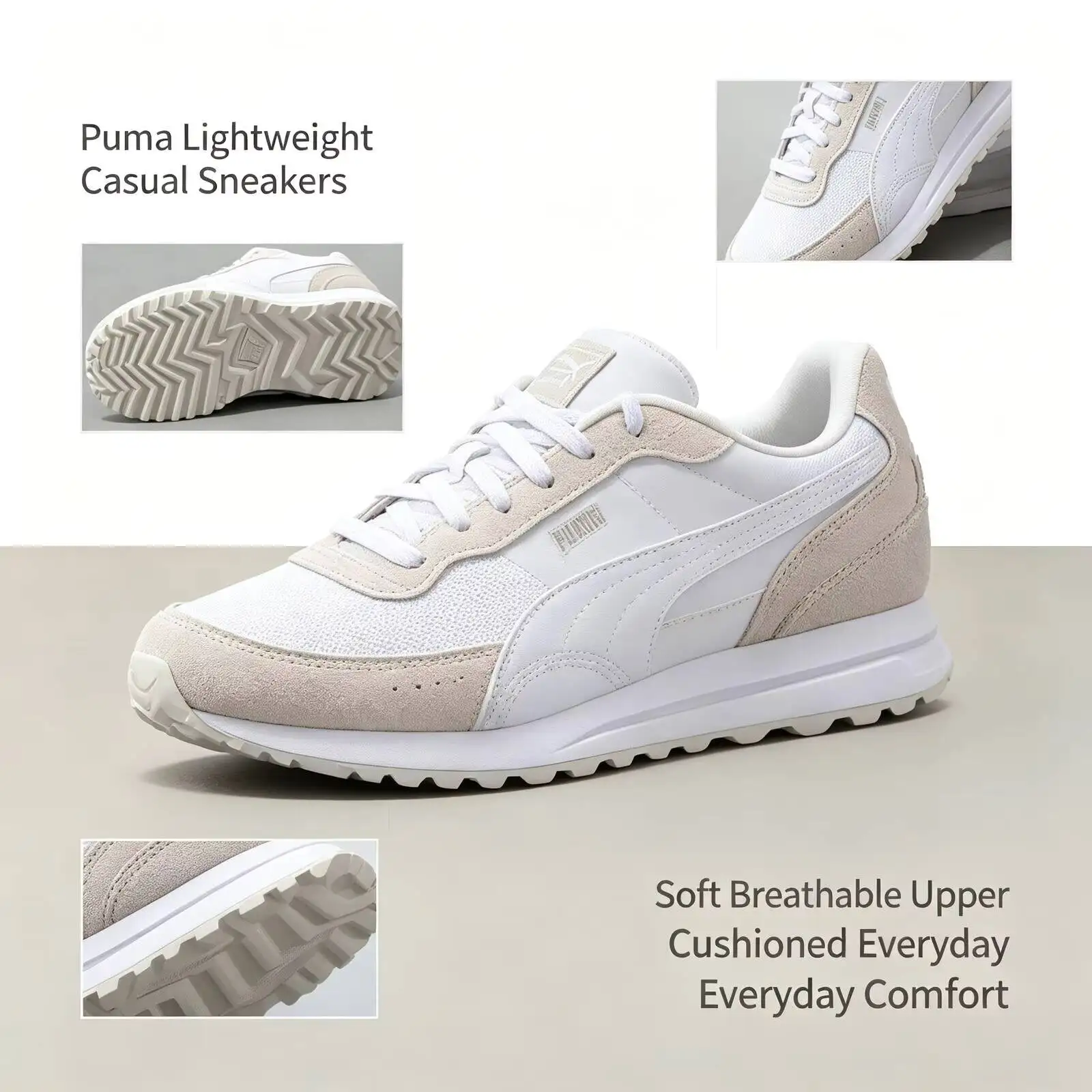 New Hot Puma White Lightweight Running Shoes Mesh Upper Suede Overlays Men Women Casual Sneakers Lightweight Athletic Shoes
