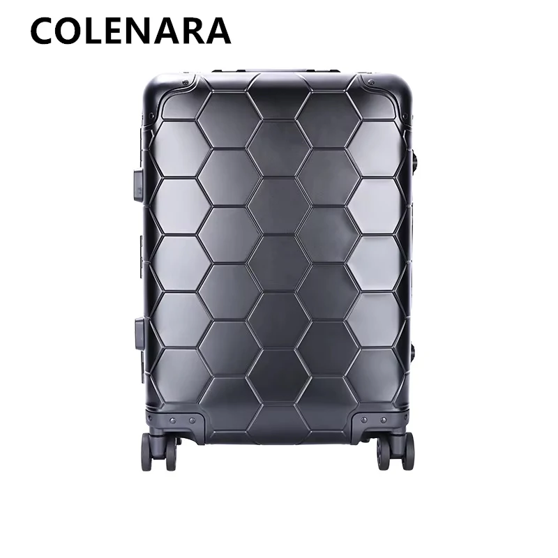 COLENARA New Suitcase All-aluminum Magnesium Alloy Boarding Box Men's Business Trolley Case 20-inch Universal Wheel Luggage