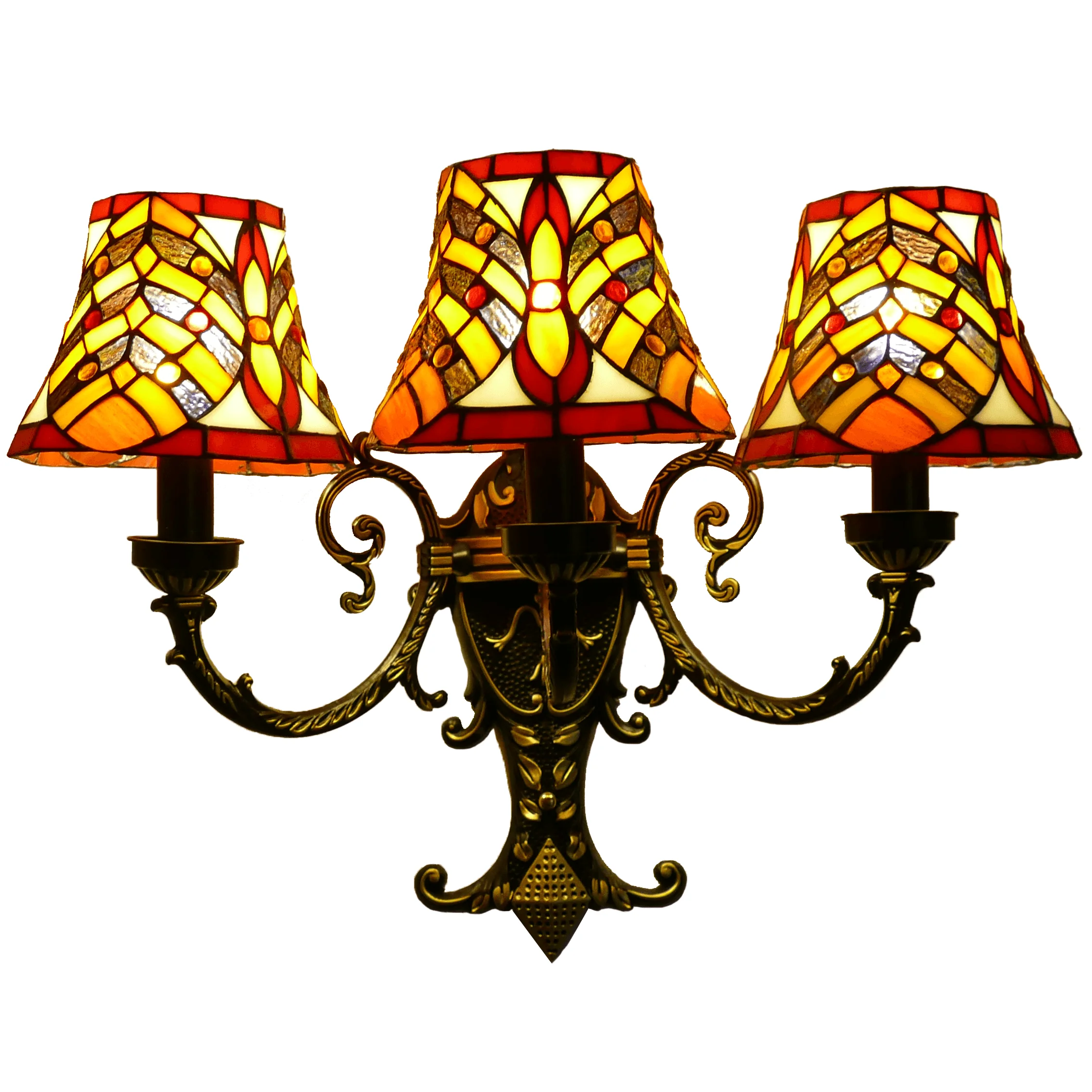 #@Wall Lamp American Countryside Stained Glass  Decoration Children's Room Modern LED Light Home Villa Hotel