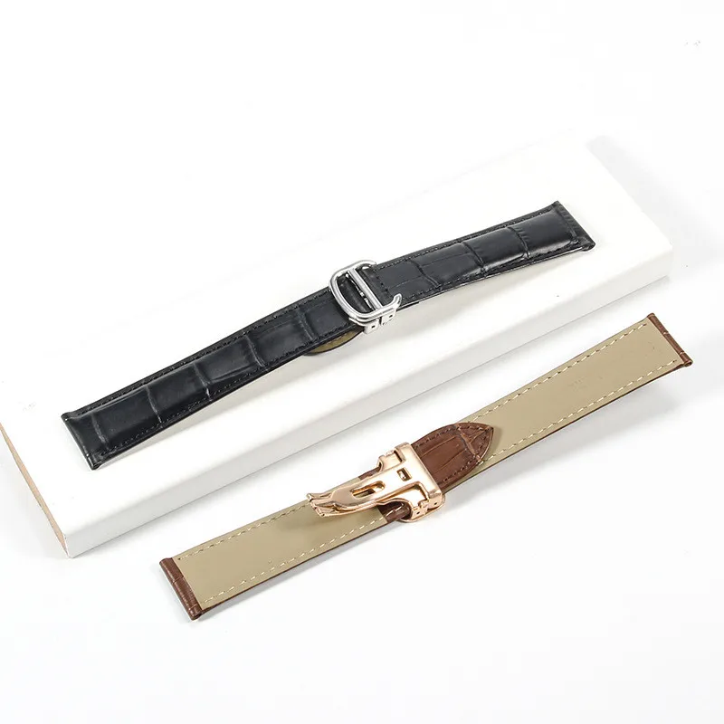 16/18/20/22/23/25mm Genuine leather watch strap Stainless steel folding buckle band Crocodile Pattern Bracelet for CARTIER TANK