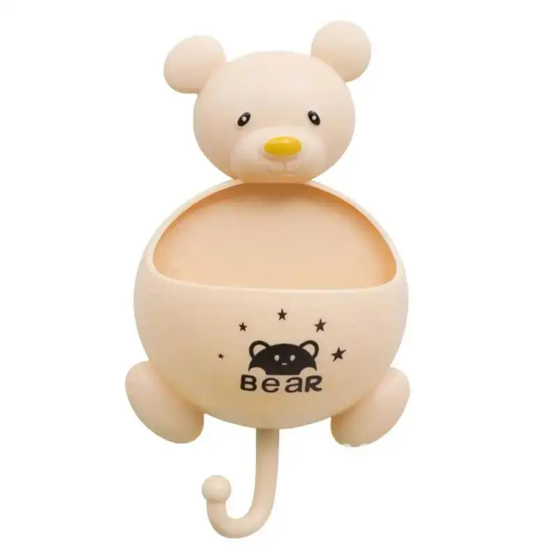 Creative Cute Bear Pattern Wall-hanging Soap Rack with Punch-free Hook Optimized Suction Cup Soap Box Bathroom Accessories