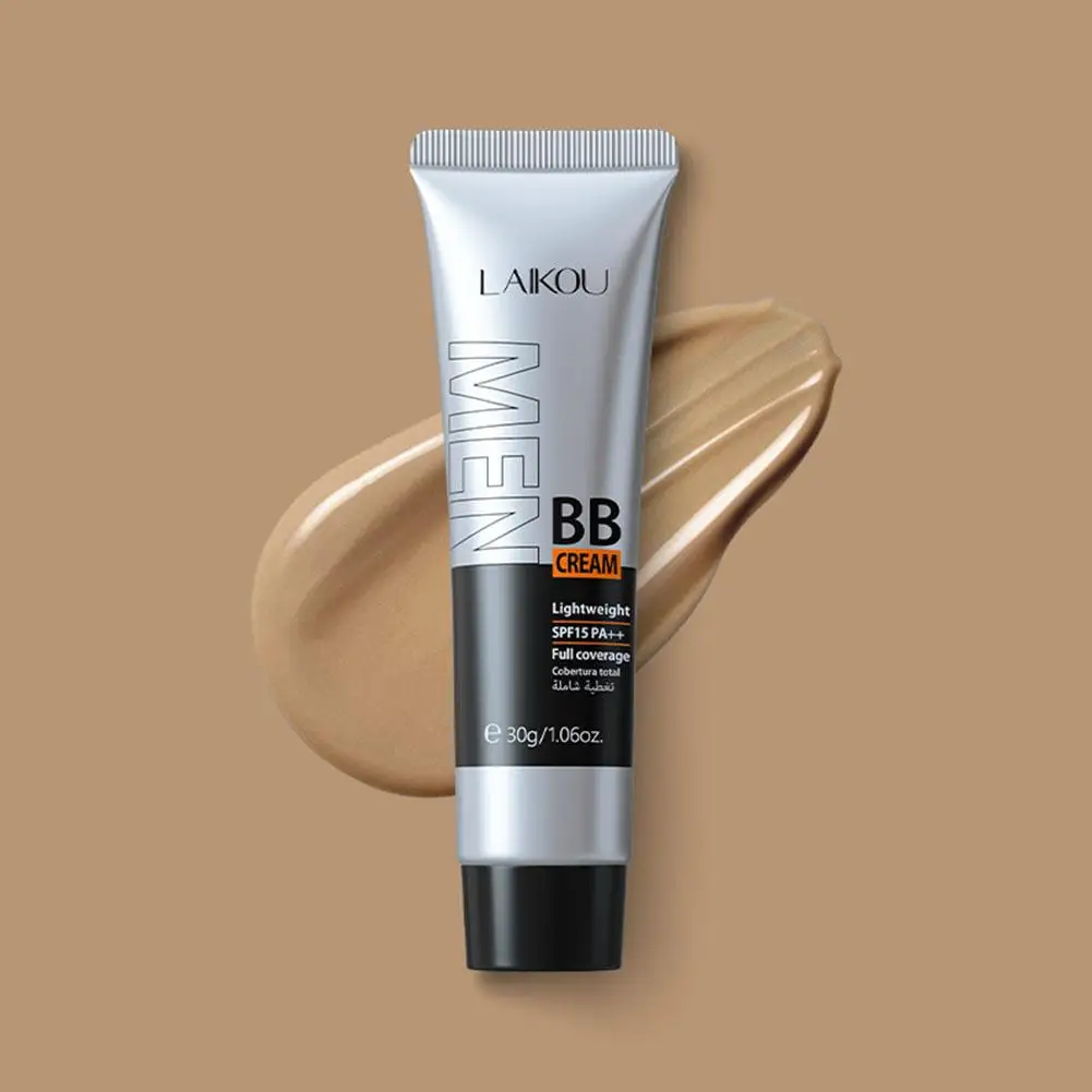 Crema BB para hombres, corrector Facial de cobertura completa, base de maquillaje de larga duración, resistente al agua, base líquida BB 30g B6A9