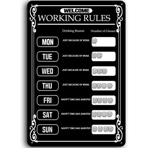 Funny Work Metal Tin Sign Office Rules Signs Art Poster Pub Bar Wall Decor