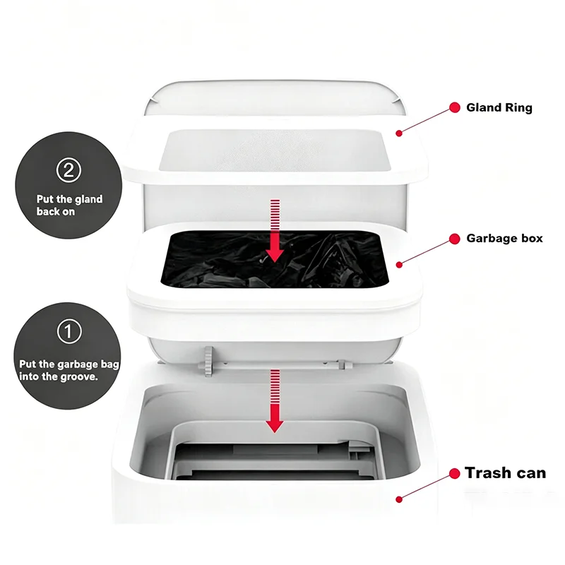Smart Trash Can Bag for TOWNEW T1/T1S Automatic Adsorption Wastebasket Bags Kitchen Auto Packing Garbage Bags Litter Bins Parts