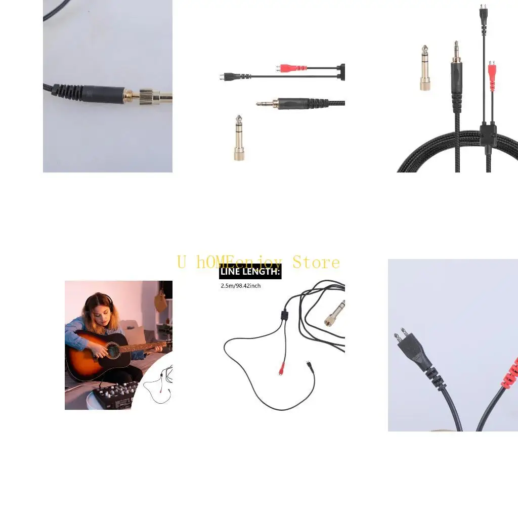 

B0KF Replacement Braided Audios Cable for HD25 / HD560 / HD540 / HD480 / HD430 / HD414 / HD250 Gaming Headsets Wire