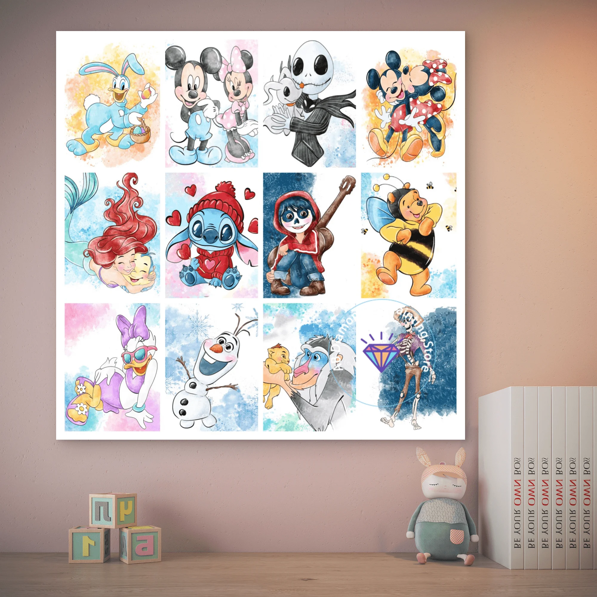

Pooh Bear Lilo&Stitch AB Diamond Painting Kit 5D DIY James P. Sullivan Diamond Embroidery Handmade Art Gift Home Decoration