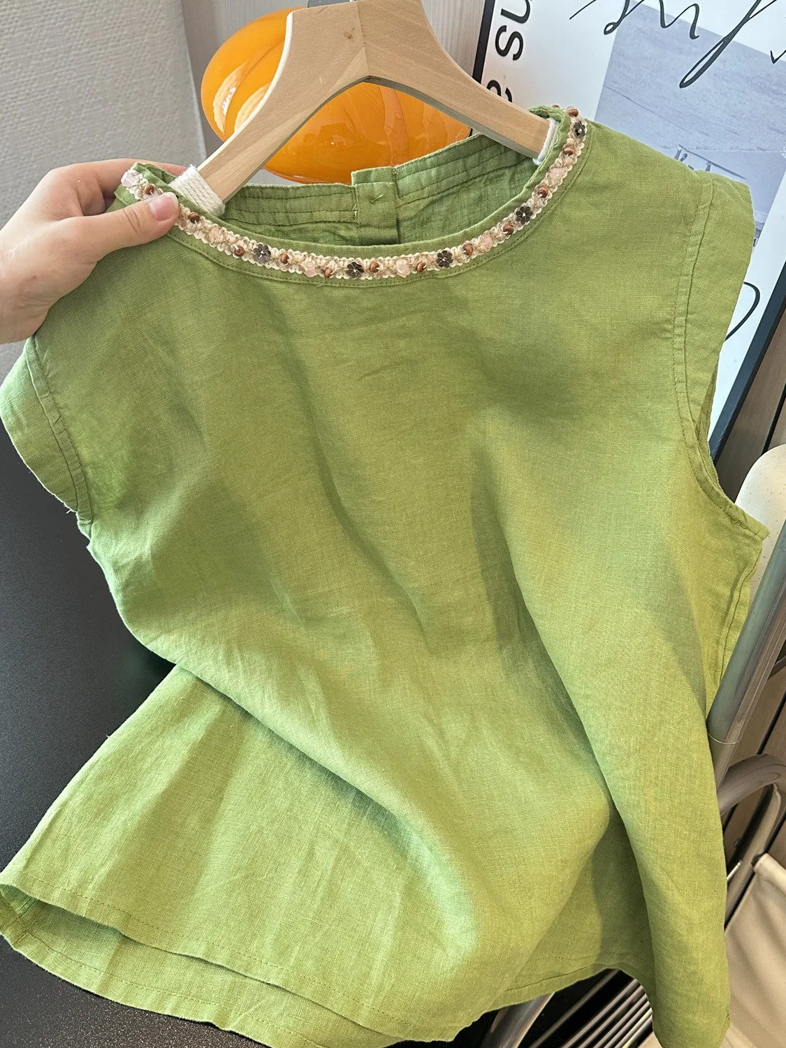 Korean Style Heavy Embellished Vest Women's plus Size Summer Luxury Sleeveless round Neck Beaded Top Casual Loose Fit