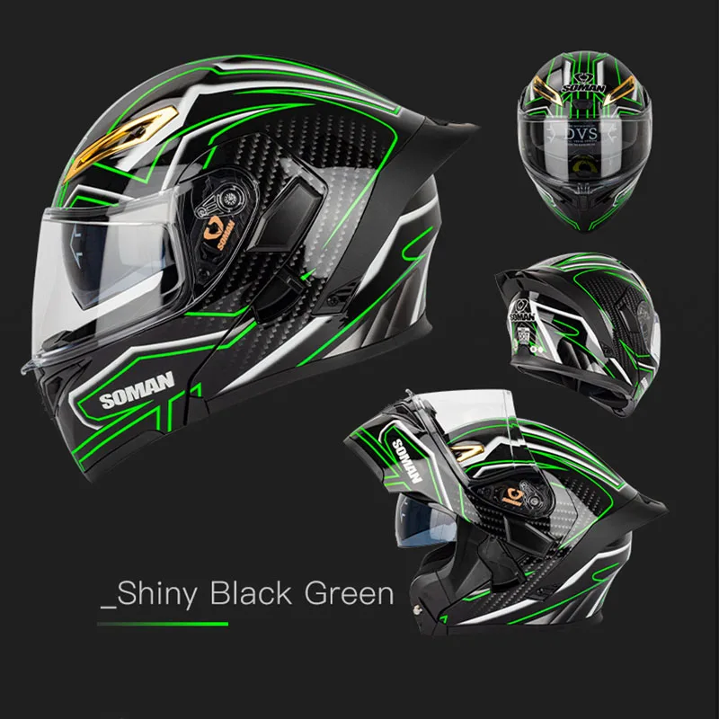 DOT Certified Motorcycle Full Face Helmet ABC Shell Flip-Up Helmet Modular Helmets For Men Women Unisex With Colorful Dual Lens