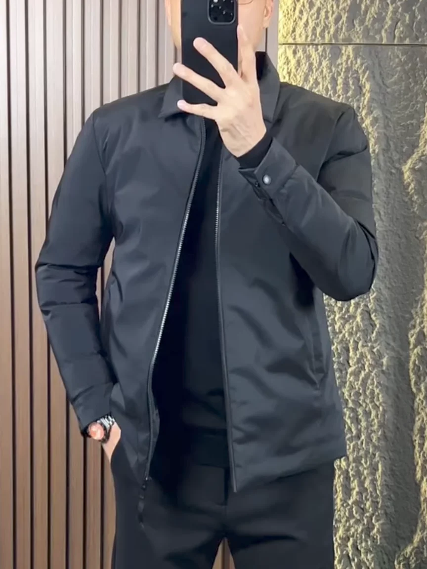 

G858 Men's Autumn Winter Cotton Jaet Comfortable High Quali Faionable Sli Flip Collar Outerwear for Youth