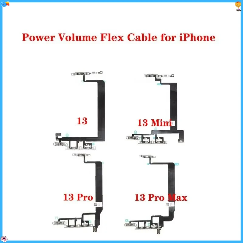 

Power Switch On Off Volume Mute Button Flex Cable with Metal Bracket Assembly For iPhone 13 Pro Max Mini