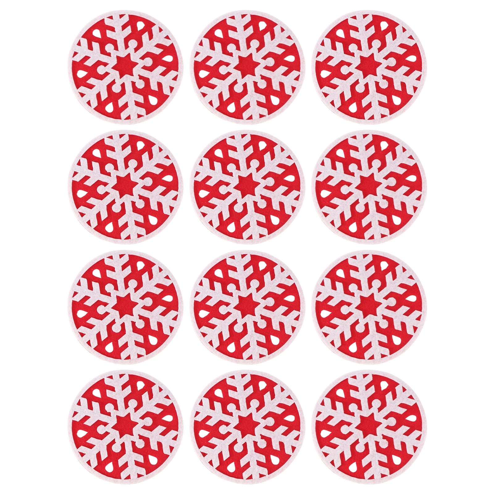 

12pcs Christmas Drink Coaster Felt Fabric Placemat Non Slip Heat Insulation Coaster Stylish Home Bar Water Resistant Easy Clean