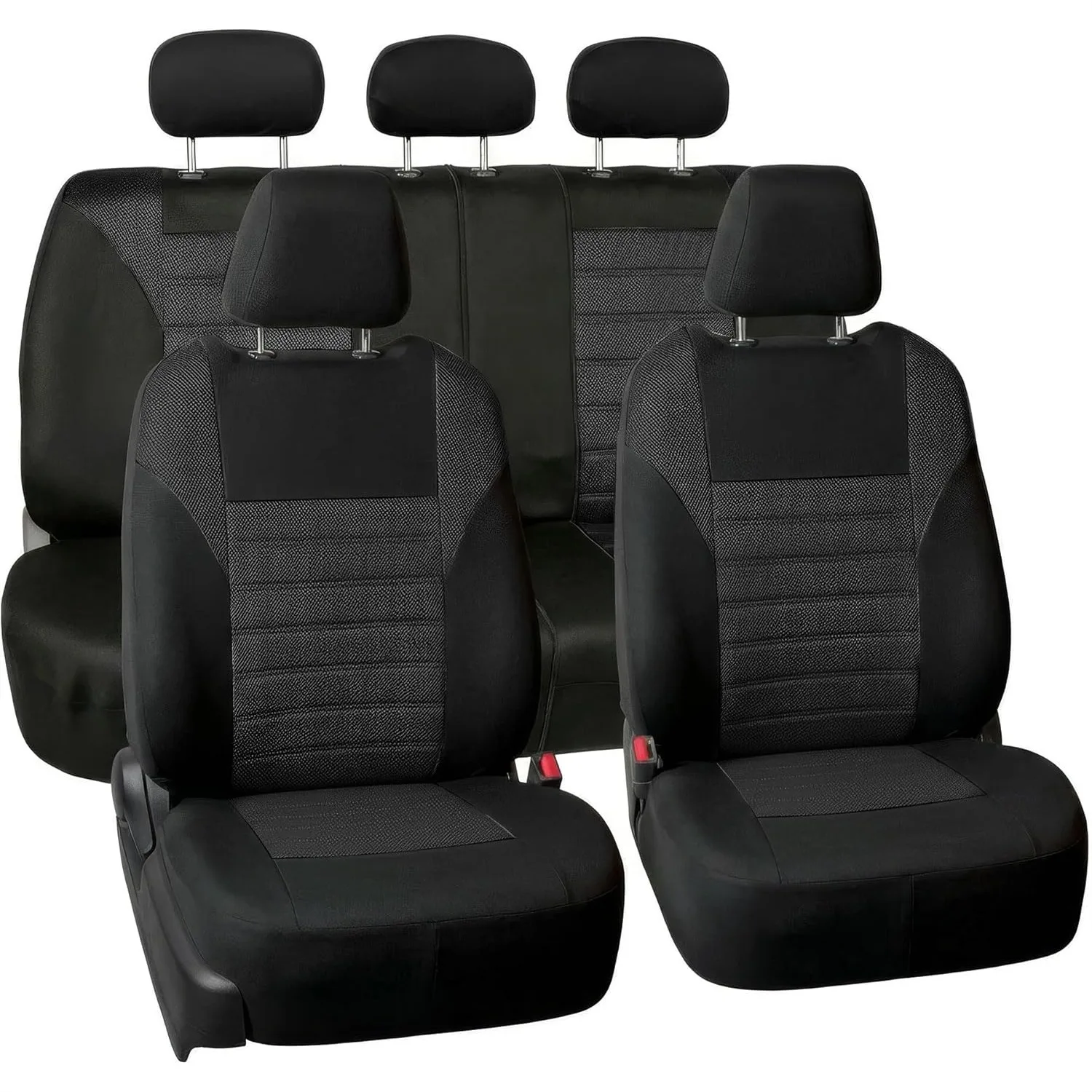 

Car Seat Covers Full Set 3D Air Mesh Front Seat Covers, Universal Fit for Cars Trucks SUVs, Airbag Compatible Split Bench, Black
