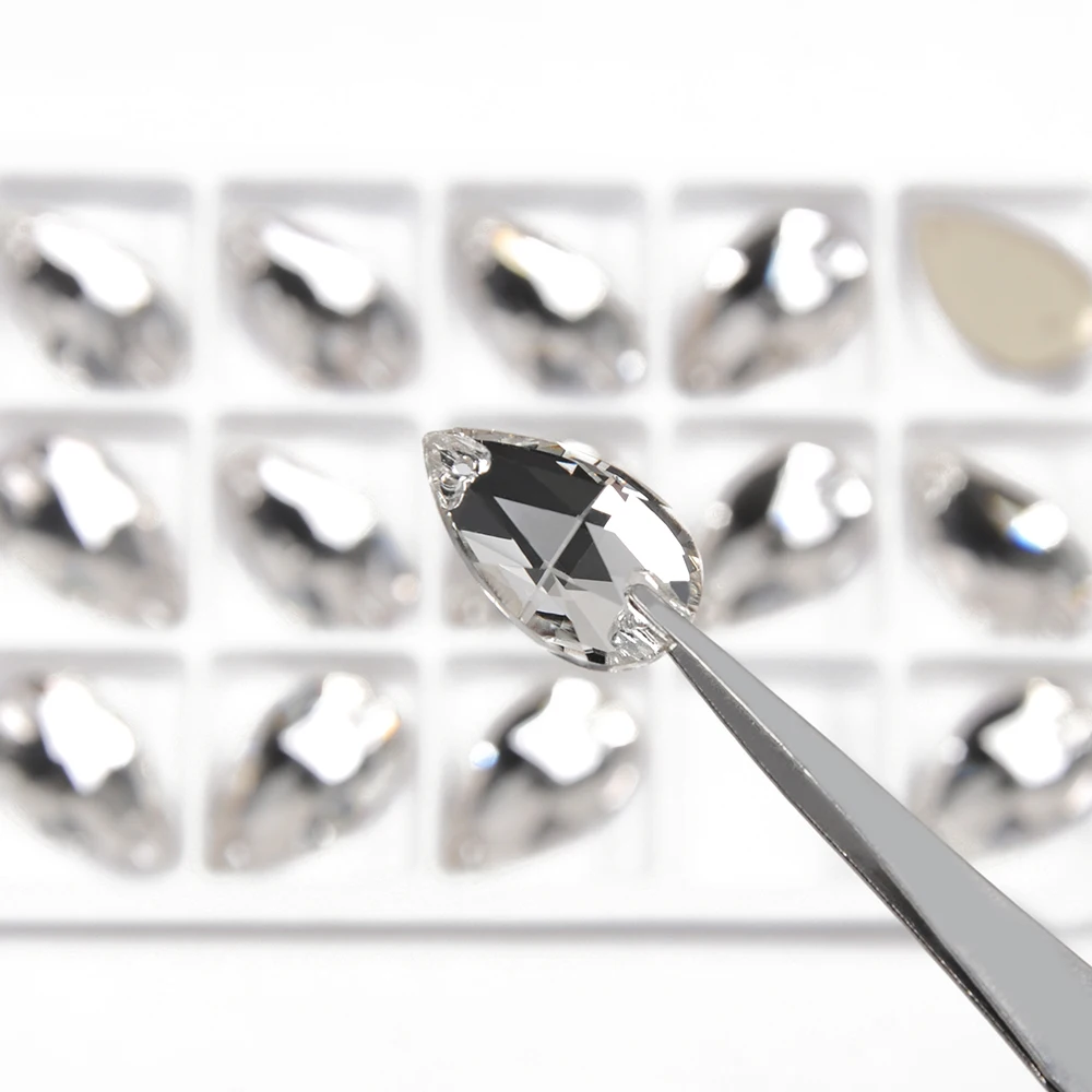 Charms Drop Crystal AB Strasssteine 3230 zum Aufnähen, große Strasssteine für Kleidungsstücke, Hochzeitskleider, Taschen und Dekorationen – Detail 4