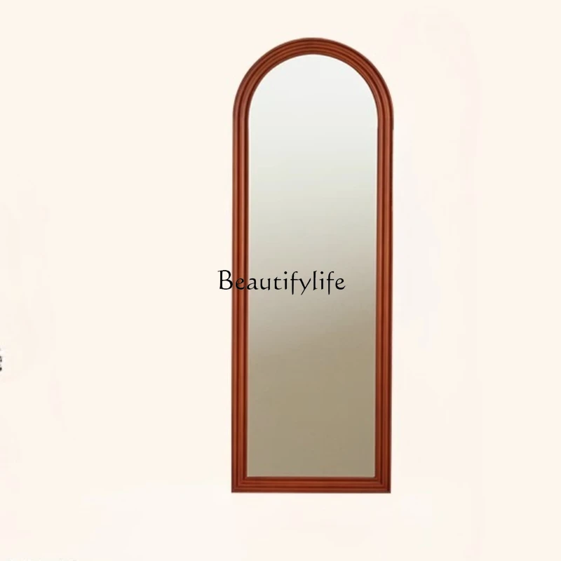 

Retro solid wood full-length mirror household small apartment floor mirror wall hanging