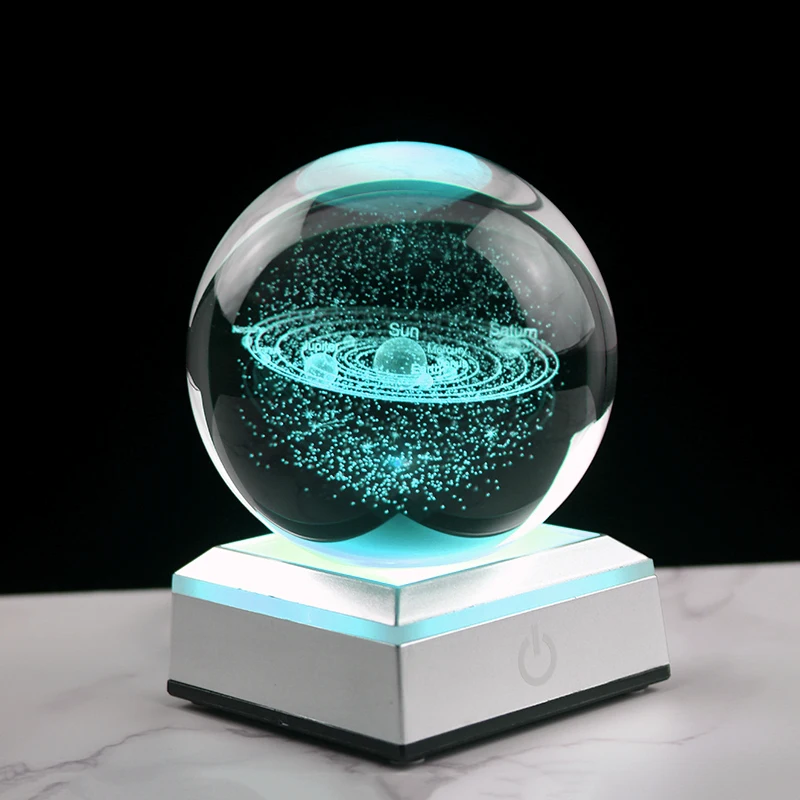 

3D Laser Engraved Crystal Solar System Planet Ball, Decorative Sphere, Astronomy Gifts, Home Ornament, 8cm, Drop Shipping