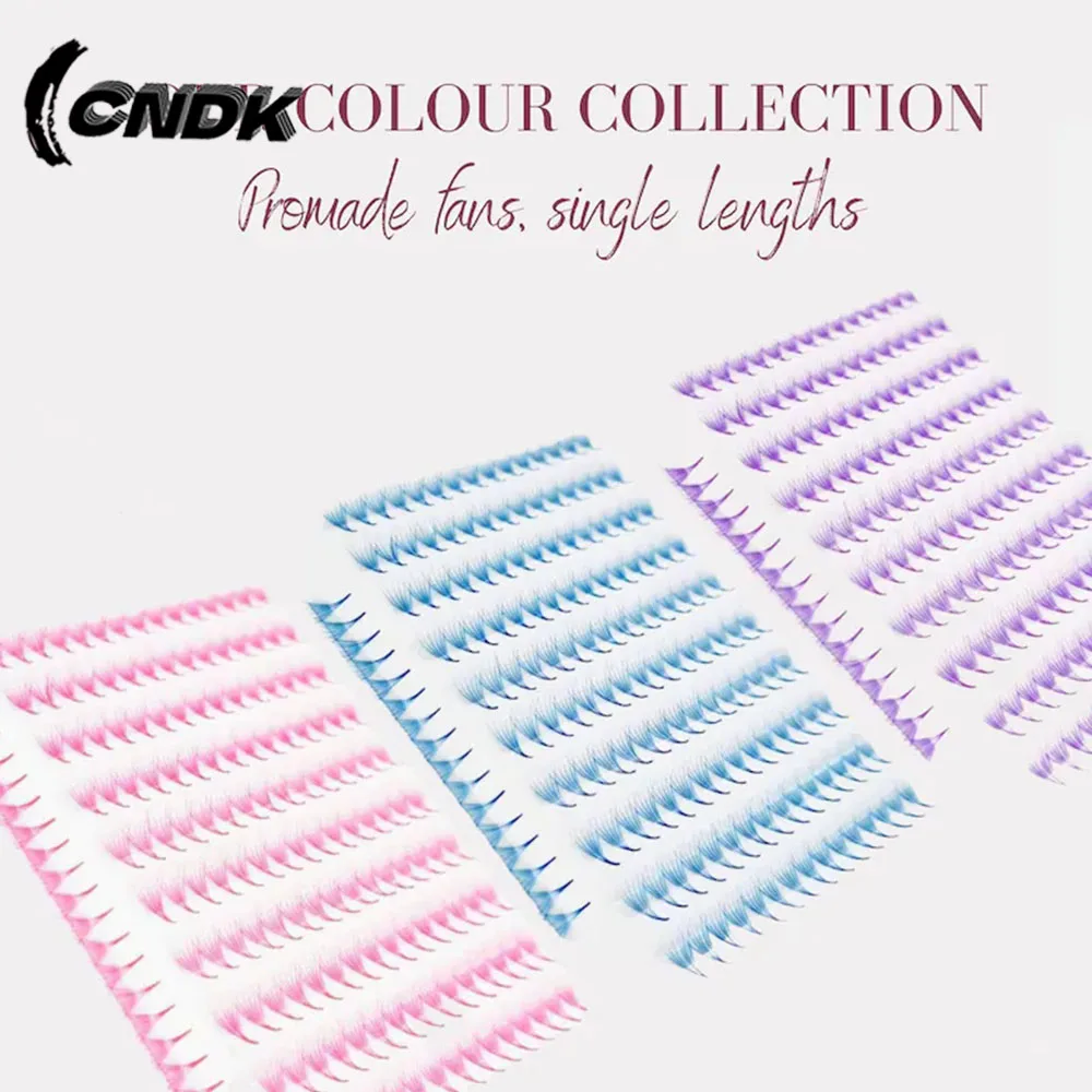 1000fans Colored Premade Volume Lash Fans 6D C D PINK PURPLE BLUE BROWN premium Korean PBT Sharp Pointy Stem Premade Lashes