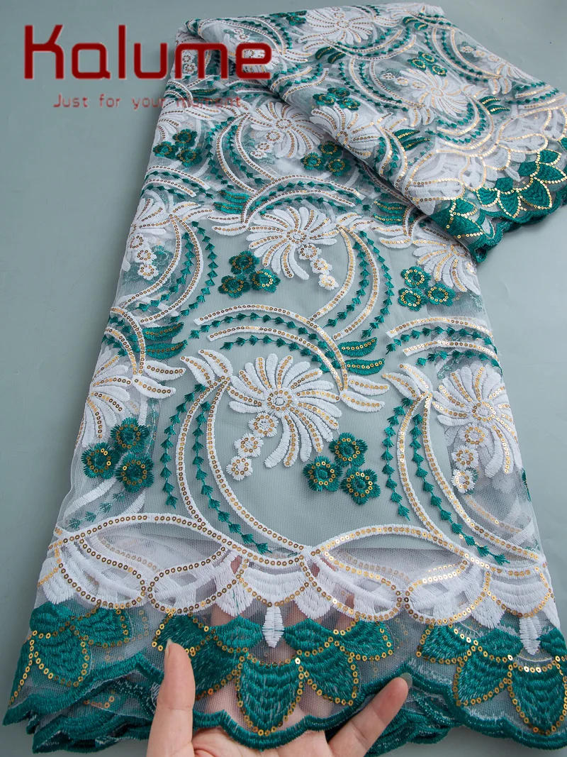Kalume dentelle français maille Tulle dentelle tissu avec paillettes 2025 haute qualité africain dentelle tissu nigérian robe de mariée pour les femmes
