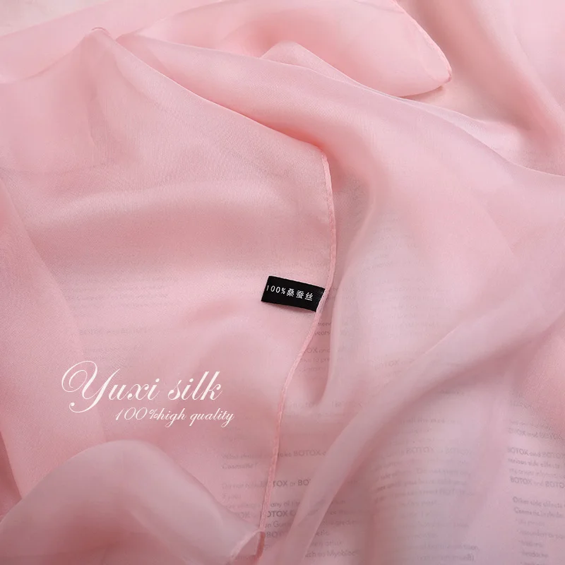 الوردي الصلبة اللون خفيفة الوزن الشاش منديل الحرير وشاح طويل شال المرأة الصيف الربيع والخريف والشتاء