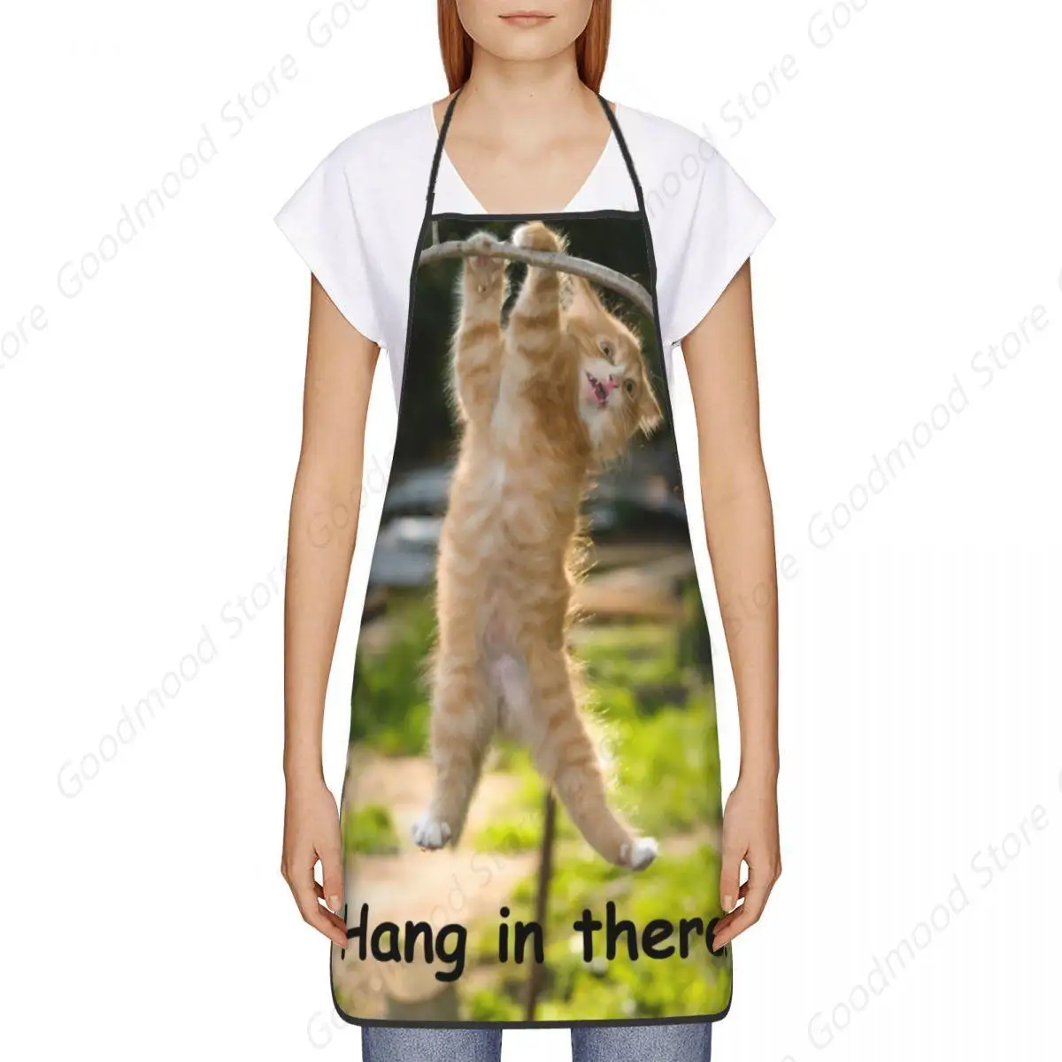 Hang In There Cat Poster Funny Aprons for Women Men Adult Unisex Kitchen Chef Bib Tablier Cuisine Cooking Baking Painting