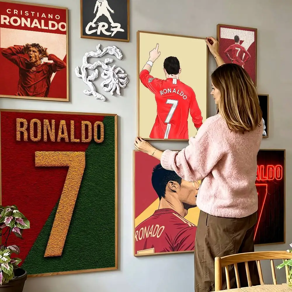 F-Football C-CR7 Ronaldo 7  Poster Waterproof Wall Art Sticker For Bar Living Room Vintage Decor High Quality Print Gift